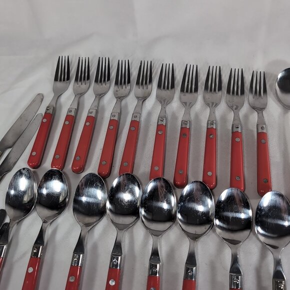51 IKEA Red Stainless Steel Cutlery Flatware Serving Utensils Fork Spoon Knife - Picture 6 of 14